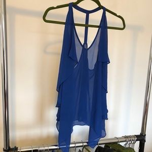 Sheer Royal Blue T-Back Flowy Tank Top